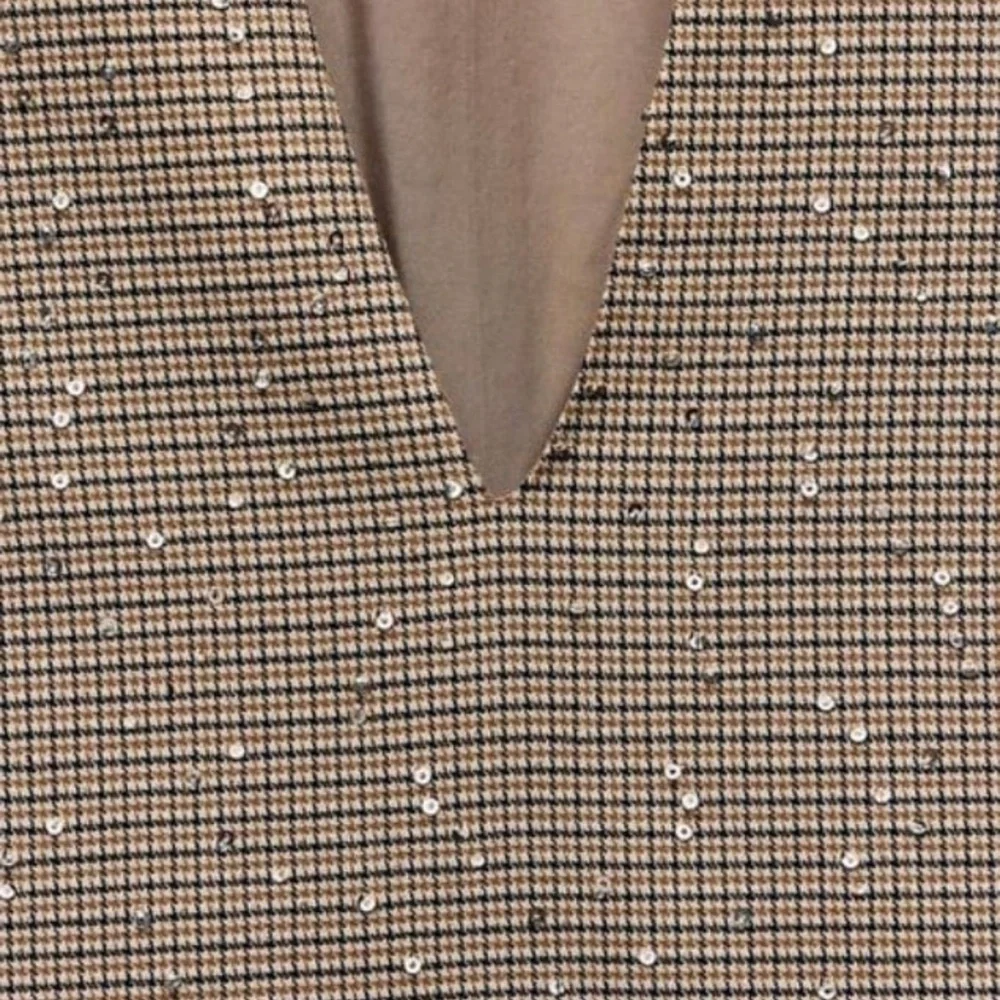Zara Brown Plaid Pleated Pinafore Mini Skirt Dress - Picture 3 of 5